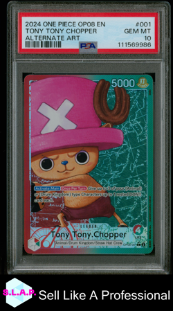 TONY TONY CHOPPER ALTERNATE ART ONE PIECE OP08-TWO LEGENDS 2024 001 PSA 10 - Image 1