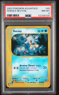 2003 POKEMON AQUAPOLIS #85 HORSEA-REVERSE FOIL PSA 8 - Image 1