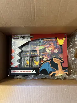 Pokemon TCG Celebration Box Lance's Charizard V Brand New Sealed!! 820650809392 - Image 1