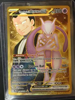 Pokemon TCG Team Rockets Mewtwo EX 240/182 Gold Full Art Destined Rivals - Image 1