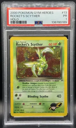 Pokemon TCG PSA 1 Rockets Scyther Holo Gym Heroes WOTC - Image 1