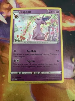 Pokemon TCG ~ Espeon 2021 Fusion Strike Black Star Promo SWSH174 Hvy Cosmos NIM - Image 1