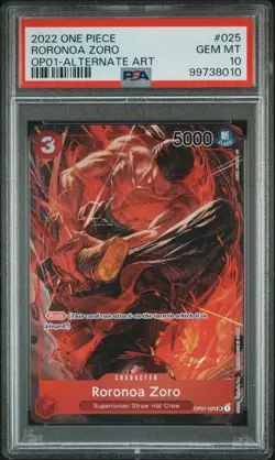 One Piece CCG Roronoa Zoro Alternate Art OP01-025 PSA 10 Gem Mint - Image 1