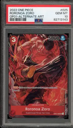 One Piece CCG Roronoa Zoro Alternate Art OP01-025 PSA 10 Gem Mint - Image 1