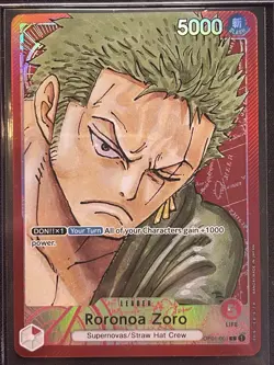 One Piece Card Game CCG TCG Roronoa Zoro OP01-001 Leader Alternate Art English - Image 1