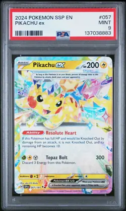 2024 POKEMON SSP EN-SURGING SPARKS #057 PIKACHU EX PSA 9 - Image 1