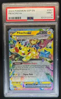 2024 Pokemon SV Surging Sparks SSP EN Pikachu Ex #057/191 PSA 9 - Image 1