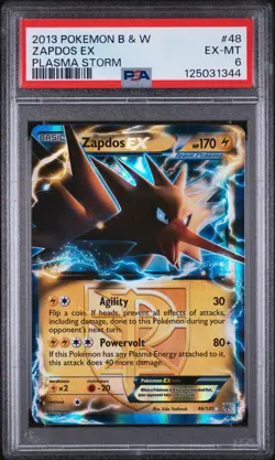 2013 POKEMON B&W PLASMA STORM #48 ZAPDOS EX PSA 6 - Image 1