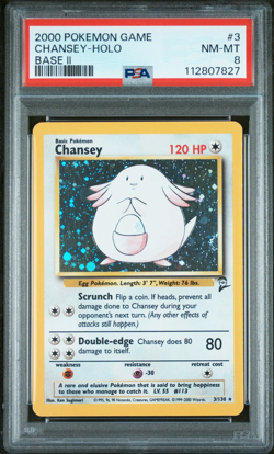 PSA 8 Chansey Holo Rare NM - MT #3 Base Set 11 2000 Pokemon 112807827 - Image 1