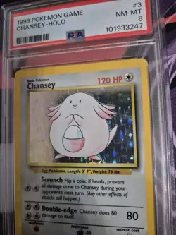 Pokemon TCG Chansey Holo Rare 3/102 Base Set PSA 8 NM MT Excellent Condition - Image 2