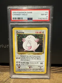 1999 Pokemon Base Set Chansey Holo #3 PSA 8 NM-MT Cert 114276370 - Image 1