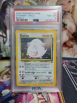 2000 POKEMON BASE SET 2 #3 CHANSEY - HOLO PSA 8 - Image 1