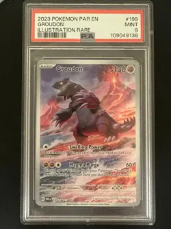 2023 POKEMON PAR EN-PARADOX RIFT ILLUSTRATION RARE #199 GROUDON PSA 9 - Image 1