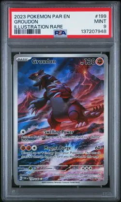 2023 POKEMON PAR EN-PARADOX RIFT ILLUSTRATION RARE #199 GROUDON PSA 9 - Image 1