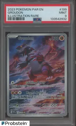 2023 Pokemon PAR EN Illustration Rare #199 Groudon PSA 9 MINT - Image 1
