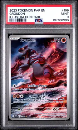 2023 POKEMON PAR EN-PARADOX RIFT ILLUSTRATION RARE #199 GROUDON PSA 9 - Image 1