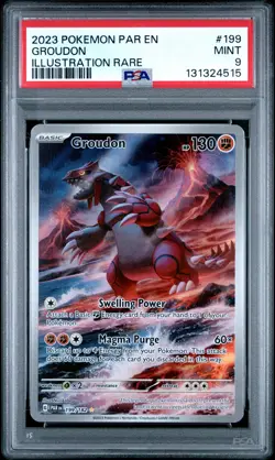 2023 POKEMON PAR EN-PARADOX RIFT ILLUSTRATION RARE #199 GROUDON PSA 9 - Image 1