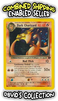 Dark Charizard 4/82 - Pokemon TCG Team Rocket Unlimited Holo Rare Card - MP/HP - Image 1