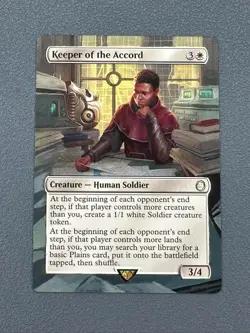 Keeper of the Accord MTG Fallout Hand Painted Borderless Extended Altered Art v - Image 1
