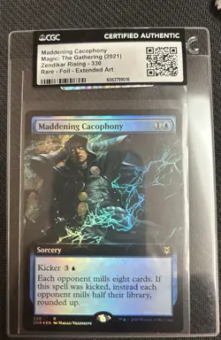 2021 MTG Zendikar Rising Foil Extended Art Maddening Cacophony #330 CGC AUTH - Image 1