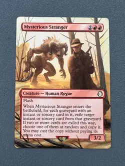 Mysterious Stranger #63 MTG Fallout Hand Painted Borderless Extended Altered Art - Image 1