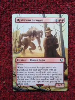 Mysterious Stranger #63 MTG Fallout Hand Painted Borderless Extended Altered Art - Image 2