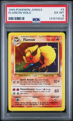 1999 POKEMON JUNGLE #3 FLAREON-HOLO PSA 6 - Image 1