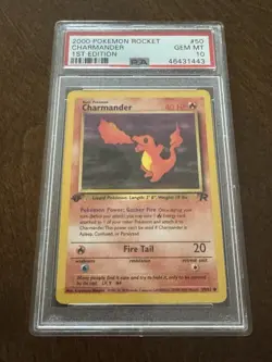2000 POKEMON ROCKET 1ST EDITION #50 CHARMANDER GEM MT (PSA 10) - Image 1