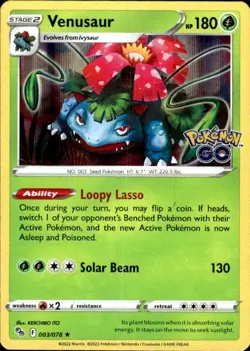 Venusaur Holo Holo Rare Pokemon GO 003/078 NM - Image 1