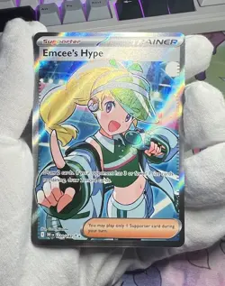 Pokemon Emcee’s Hype 220/182 Destined Rivals Trainer Holo Full Art - Image 1