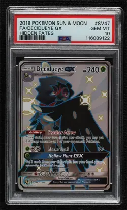 Shiny - Decidueye GX Pokemon Sun & Moon Hidden Fates Vault PSA 10 GEM MT - Image 1