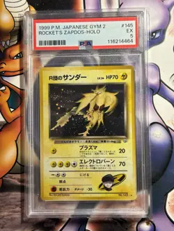 1999 Japanese Pokemon ~ Gym 2 Set ~ Rocket's Zapdos-Holo #145 ~ PSA 5 EX - Image 1