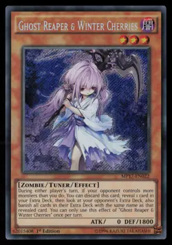 Yugioh Ghost Reaper & Winter Cherries MP17-EN022 1st Edition Secret Rare NM - Image 1