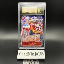 CGC PRISTINE 10 Monkey D Luffy ST10-006 Promo Full Art 167 ONE PIECE DAY 2024 - Image 1