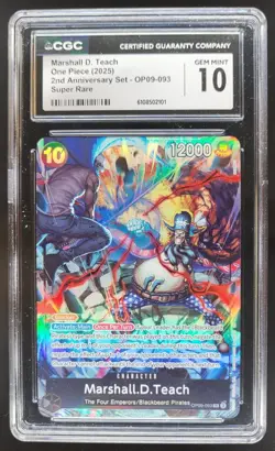 2025 ONE PIECE CCG MARSHALL D. TEACH SUPER RARE OP09-093 CGC 10 A PT - Image 1