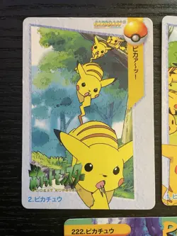 Pokemon Carddass Anime Collection Lot Pikachu Set #1 #2 #222 1998 BANDAI - Image 2