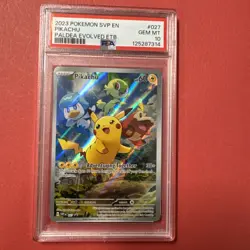 2023 Pokemon Pikachu SVP Paldea Evolved ETB Black Star Promo #027 PSA 10 - Image 1