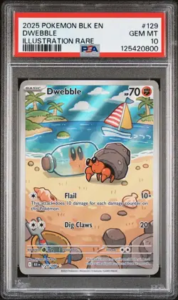 2025 Pokemon Black Bolt # 129 Dwebble Illustration Rare PSA 10 Card GEM MINT! - Image 1