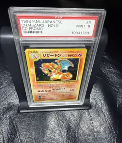 1998 P.M. PSA 9 CHARIZARD HOLO CD PROMO #6 Pokemon Japanese Card SLAB ZARD - Image 1