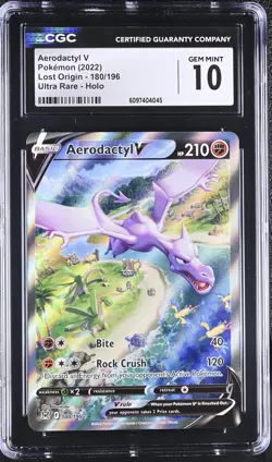 CGC 10 Aerodactyl V 180/196 Alternate Full Art Lost Origin Pokemon Card - Image 1