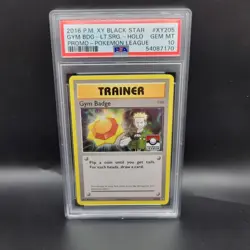 PSA 10 - LT SURGE GYM BADGE XY205 - POKEMON LEAGUE - Foil Black Star Promo - Image 1