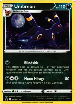 Pokemon TCG Umbreon Cosmos Holo Rare Black Star Promo SWSH129 Sword & Shield VLP - Image 1