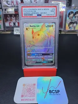 Pokemon Raichu GX Full Art Rainbow 2017 Shining Legends Secret Rare 75/73 PSA 9 - Image 3