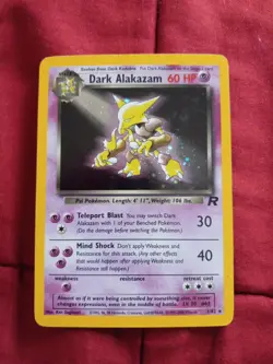 Dark Alakazam 1/82 1st Edition Team Rocket Holo Rare Pokemon Card WOTC - Image 1