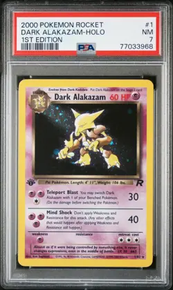 PSA 7 Pokemon Dark Alakazam 1/82 Team Rocket 1st Edition Holo Rare - Image 1