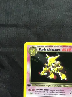 Pokemon Cards: Team Rocket 1st Edition Rare Holo: Dark Alakazam 1/82 - Image 3