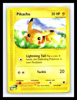 💥 Pikachu Pokemon 2003 TCG (Expedition E-Reader Set) Non Holo Foil # 124/165 - Image 1