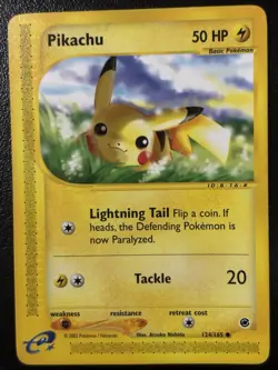 Pikachu 124/165 Expedition Common Pokemon TCG LP - Image 1