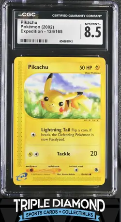 2002 Pokemon Expedition #124/165 Pikachu CGC 8.5 NM-MT+ M227 - Image 1