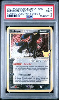 2021 POKEMON CELEBRATIONS CLASSIC COLL #17 UMBREON-GOLD STAR PSA 9 - Image 1